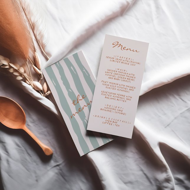 Autumn Hand Written Earthy Pinstripes Wedding  Menu (Creator Uploaded)