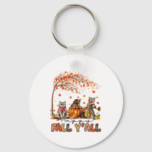 Autumn Happy Fall Yall Cats Autumn Lover Pumpkins Key Ring