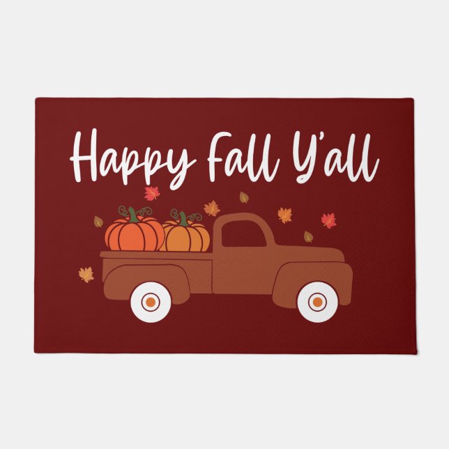 Autumn Happy Fall Y'all Door Mat (Front)
