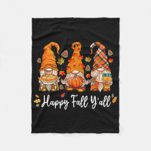 Autumn Happy Fall Yall Gnome Pumpkin Truck Autumn Fleece Blanket