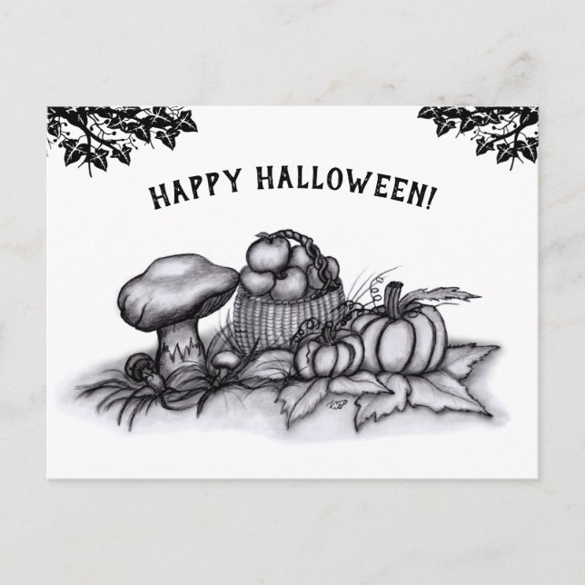 Autumn , Happy Halloween! Postcard (Front)