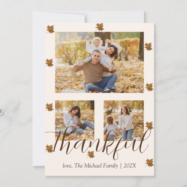  autumn happy thanksgiving | Family photo Collage Holiday Card (Front)