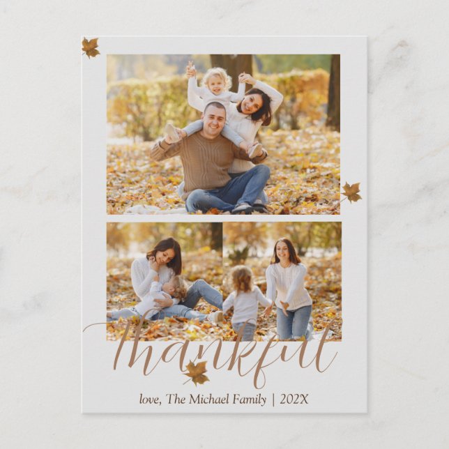  autumn happy thanksgiving | Family photo Collage Holiday Postcard (Front)