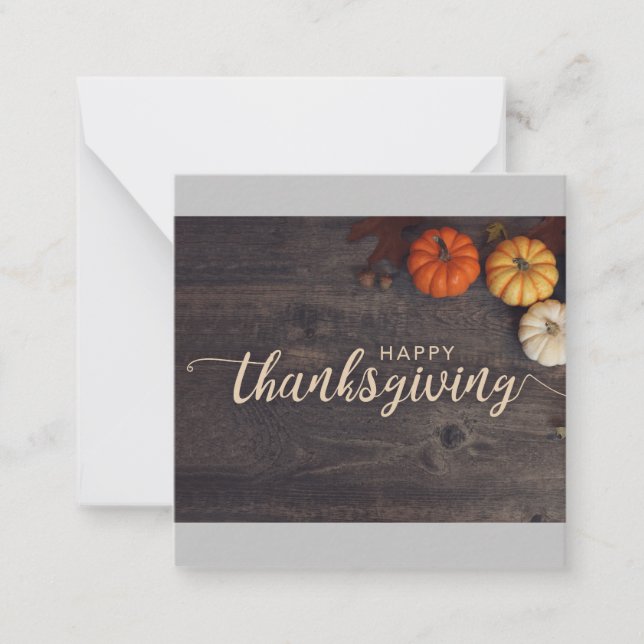 Autumn Happy Thanksgiving Rustic Leaves Gourds Card (Front)