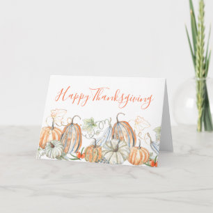 Autumn Happy Thanksgiving Watercolor Pumpkins Card