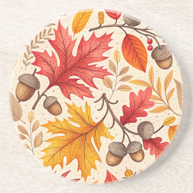 Autumn Harmony: A Colourful Fall Pattern Coaster (Front)