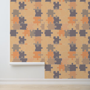 Autumn Harmony: Puzzle Pattern in Warm Neutrals Wallpaper