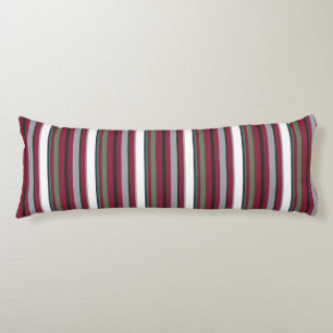 Autumn Harmony Stripes – Burgundy, Green, and Grey Body Cushion