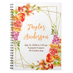 Autumn Harvest Baby Birth Stats Notebook