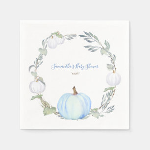 Autumn Harvest Blue and White Pumpkin Napkin
