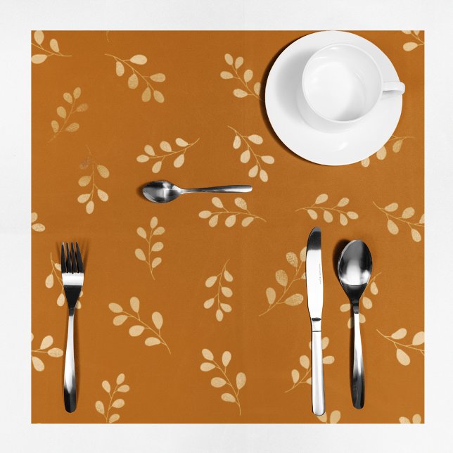 Autumn Harvest Brown Floral Tablecloth (Elegant single sprig autumn floral pattern.)