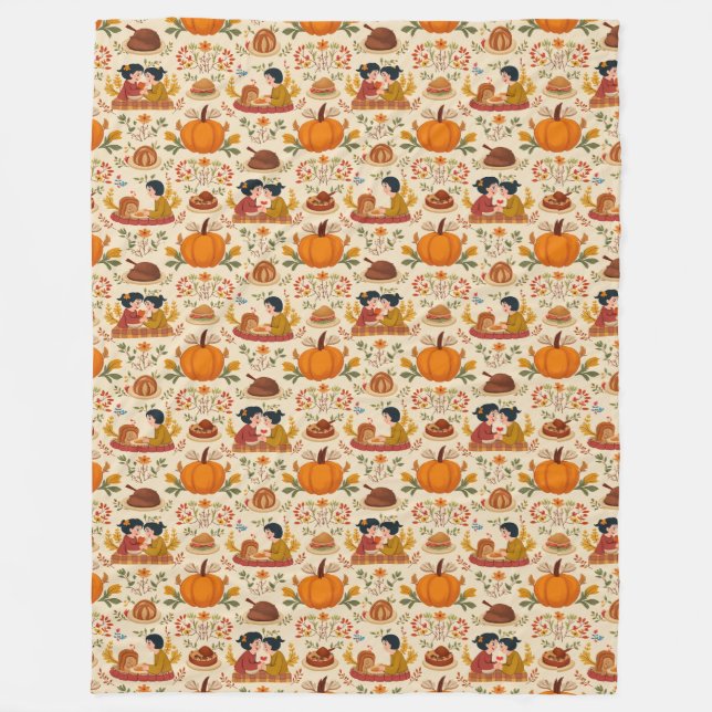 Autumn Harvest Fleece Blanket (Front)