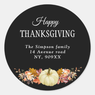 autumn harvest floral happy thanksgiving classic round sticker