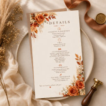 Autumn Harvest Florals Wedding Details Card