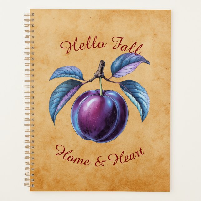 Autumn Harvest Fruit Art with Custom Text Planner (Front)