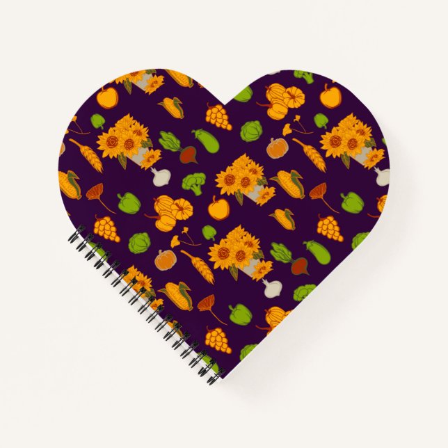 Autumn Harvest Healthy Veggie And Fruits Leggings  Notebook (Front)