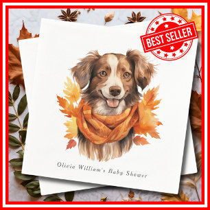 Autumn Harvest Little Pumpkin Floral Baby Shower Napkin