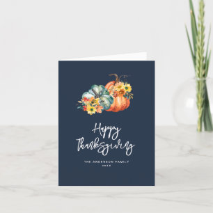 autumn harvest navy happy thanksgiving holiday card