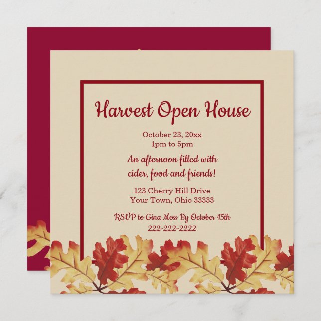 Autumn Harvest Open House Invitation (Front/Back)