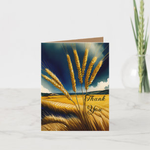 Autumn Harvest Prairie Gold Folded Thank You Card