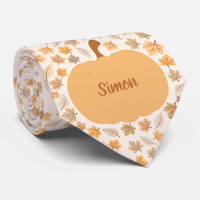 Autumn Harvest Pumpkin Fall Tie (Rolled)