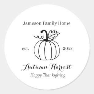 Autumn Harvest Pumpkin Family Home        Classic Round Sticker