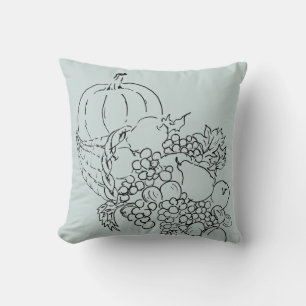 Autumn Harvest Pumpkin Grey Throw Pillow