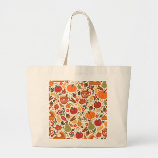 Autumn Harvest Pumpkin Pattern Jumbo Tote Bag