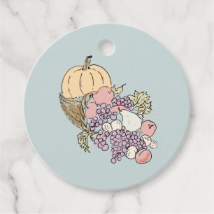 Autumn Harvest Pumpkin Peach Painting Favour Tags