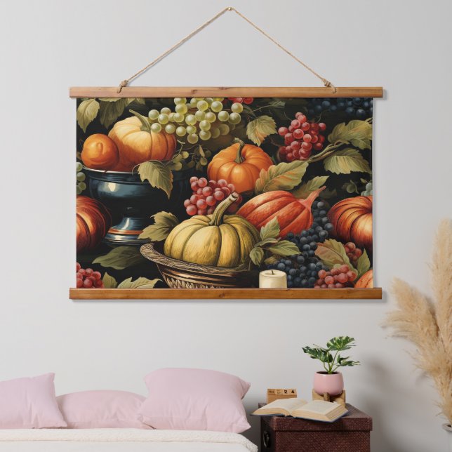 Autumn Harvest, Pumpkins,  Hanging Tapestry (Bedroom)