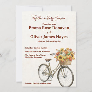 Autumn Harvest Rustic Bicycle Wedding Invitation
