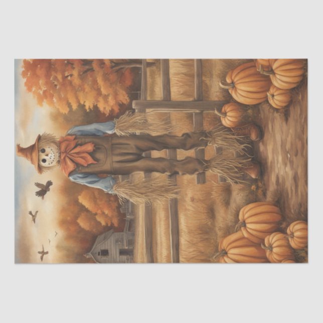 Autumn Harvest: Scarecrow in Fall Decoupage Tissue Paper (Front)