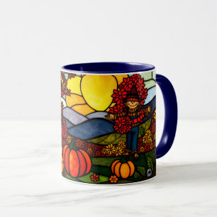 Autumn Harvest, Stained Glass Pumpkin Patch Mug