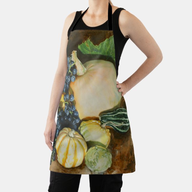 Autumn Harvest Still Life with Pumpkins, Gourds Apron (Insitu)