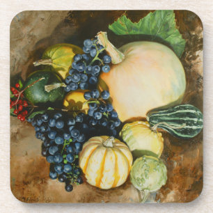 Autumn Harvest Still Life with Pumpkins, Gourds Coaster