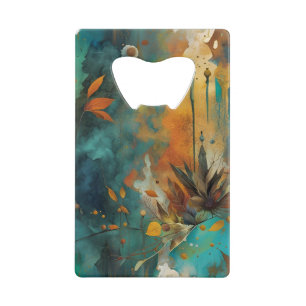 Autumn Harvest Teal Rust Gold Abstract