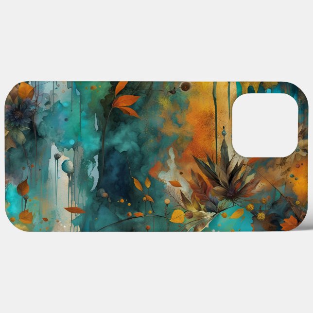 Autumn Harvest Teal Rust Gold Abstract Case-Mate iPhone Case (Back (Horizontal))