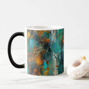 Autumn Harvest Teal Rust Gold Abstract Magic Mug