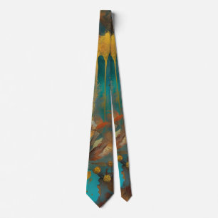 Autumn Harvest Teal Rust Gold Abstract Tie