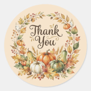 Autumn Harvest. Thank You. Classic Round Sticker