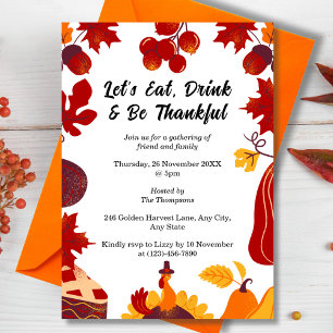 Autumn Harvest Thanksgiving Dinner Invitation