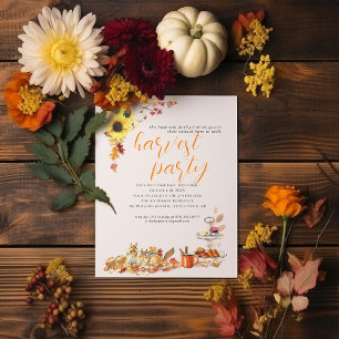 Autumn Harvest Thanksgiving Dinner Party Invitation