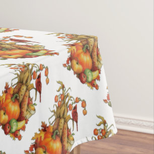 Autumn Harvest Thanksgiving White Table Cloth