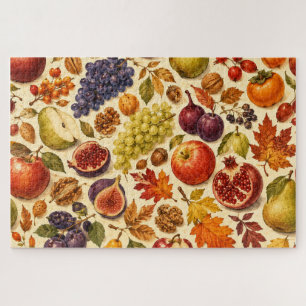 Autumn Harvest Watercolor Pattern Jigsaw Puzzle
