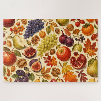 Autumn Harvest Watercolor Pattern Jigsaw Puzzle