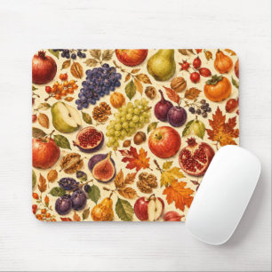 Autumn Harvest Watercolor Pattern Mouse Pad