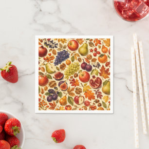 Autumn Harvest Watercolor Pattern Napkin