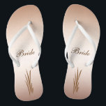 Autumn Harvest Wedding Bride Thongs<br><div class="desc">The autumn harvest is the theme of these elegant Bride flip flops which feature grain on a bronze background.  All text can be customised for your special occasion.</div>