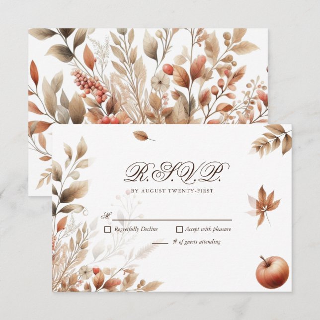 Autumn Harvest Wedding RSVP Botanical Reply (Front/Back)