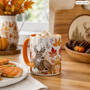 Autumn Harvest Wildlife Buck Deer and Pumpkins Mug